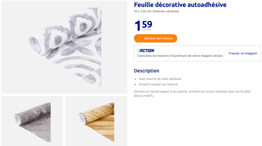 feuille deco adhesif action